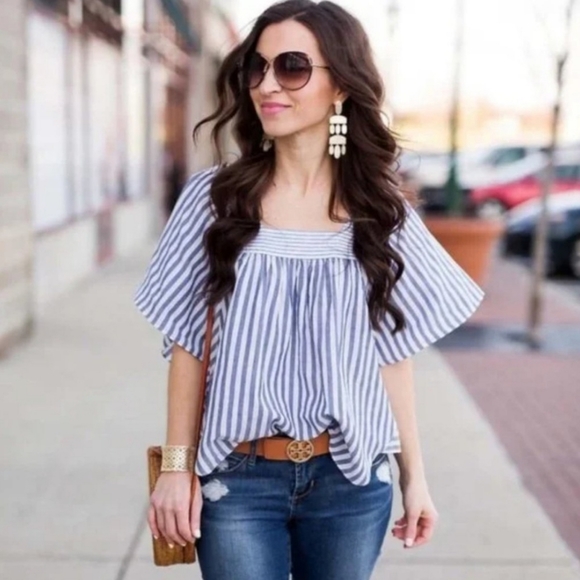 Madewell Butterfly Top in Stripe Play - Picture 8 of 11